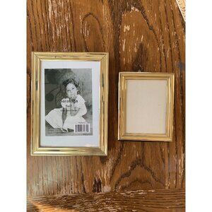 Gold Finish Solid Wood Picture Frames 5x7 & 4x3 Set